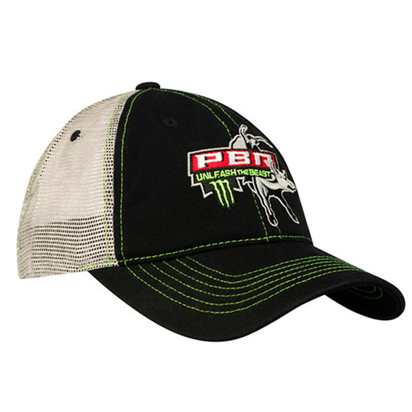 PBR Unleash the Beast Tour Hat in Black and Tan - Angled Left View