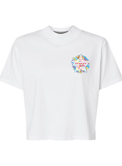 PBR "Good Vibes & Fast Rides" Oversized Ladies T- Shirt in White - Front view