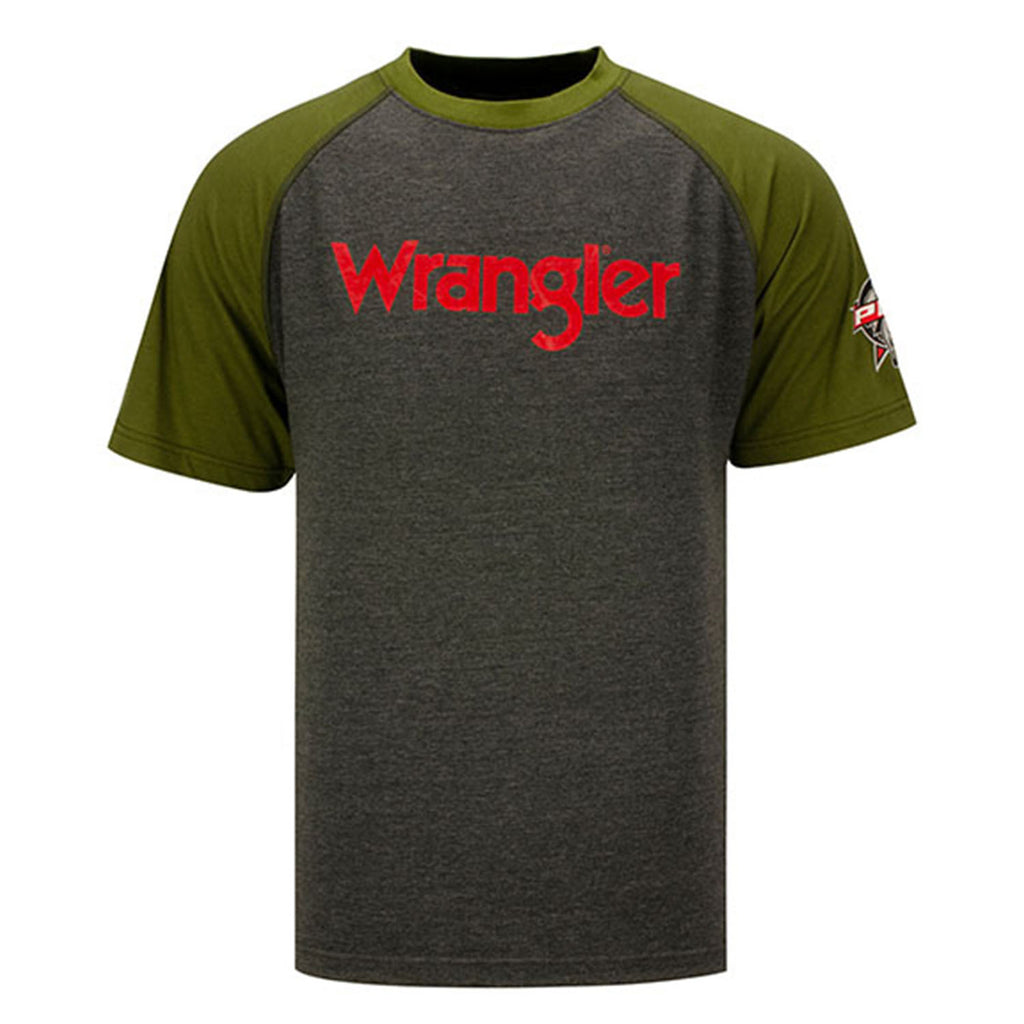 ◆Wrangler◆ Crayon Cowboy Hat TShirt Charcoal Men's Cyan Pepper Heather Graphic T-Shirt from Wrangler