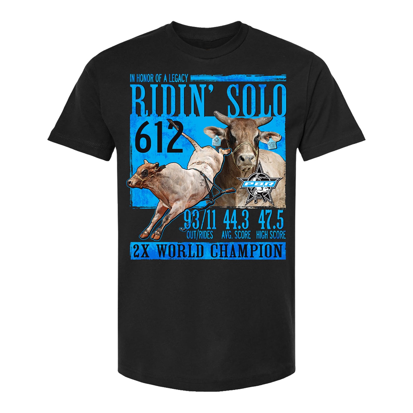 PBR Ridin' Solo Career Stats T-Shirt - Black