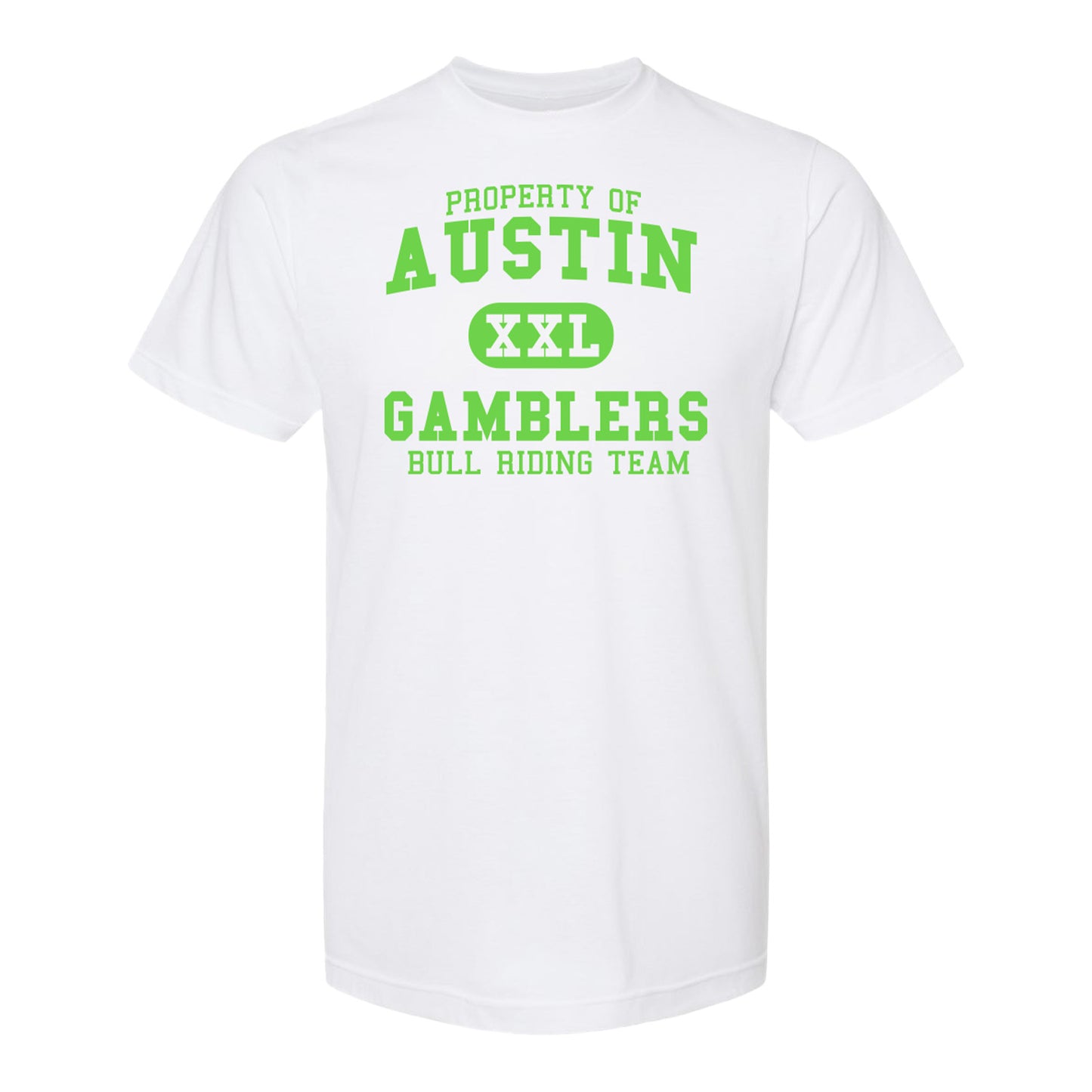 Austin Gamblers Collegiate T-Shirt in White - Front View