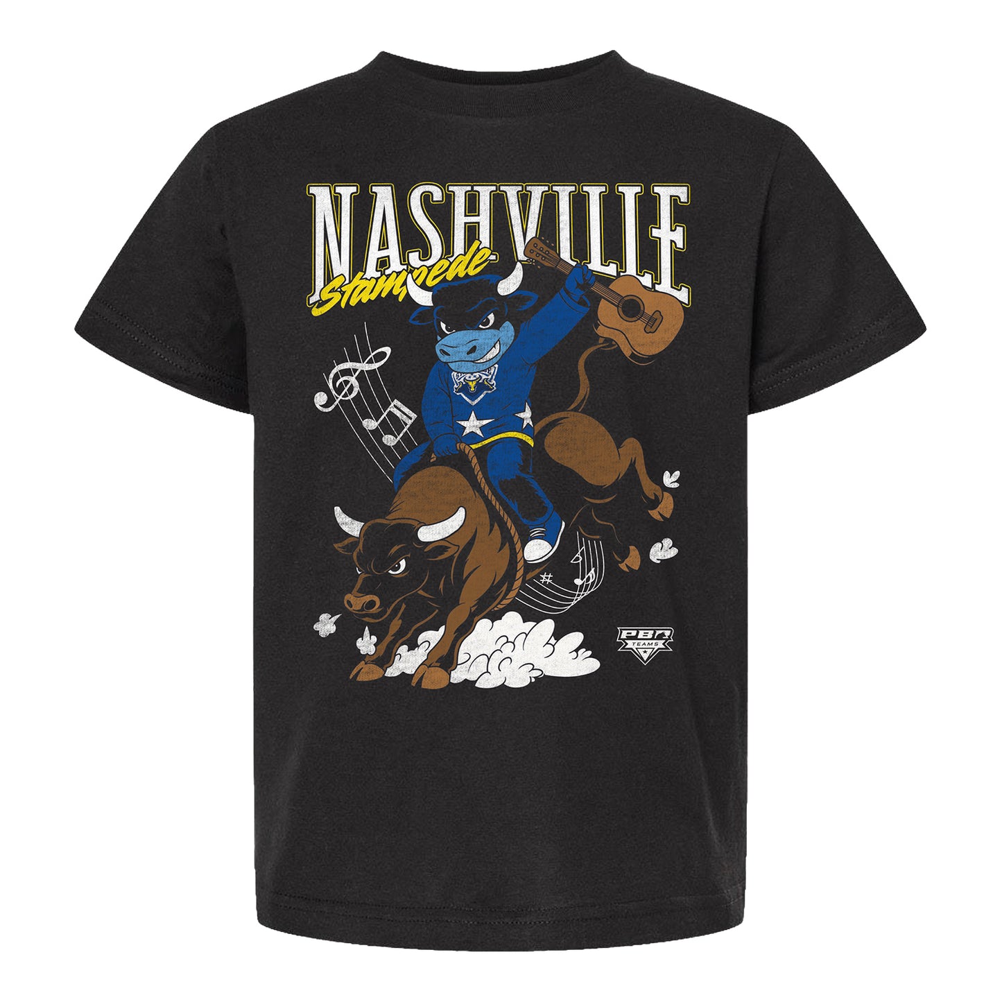 Youth Nashville Stampede Cartoon Mascot Shirt - Black