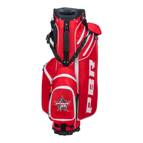 PBR Golf Bag With Stand - Red - Front View, Stand Closed