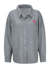 PBR Ladies Embroidered Crest Shirt Jacket in Grey with Pink - Front View
