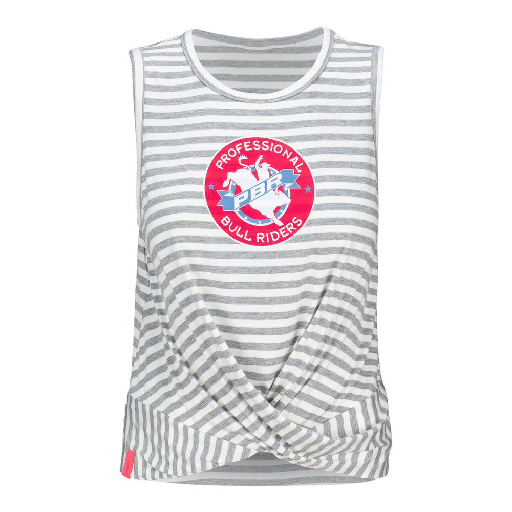 Ladies Striped Retro Logo Tank