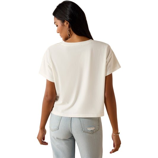 Ladies Ariat x PBR Cloud Dancer Cropped T-Shirt - Model Image Closer Back View