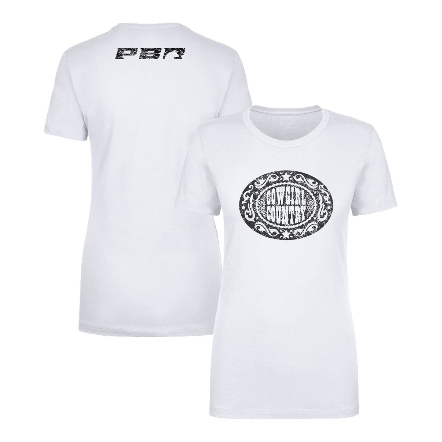 PBR Cowgirl Country Ladies T-Shirt - White