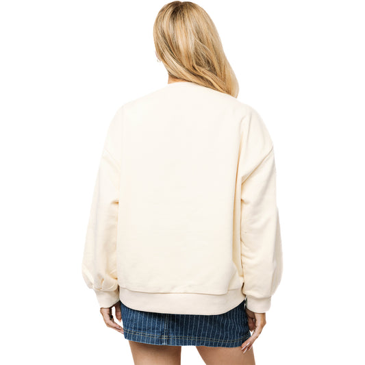 PBR x Queen of Sparkles Cowgirl Glam Crewneck Sweatshirt - Cream