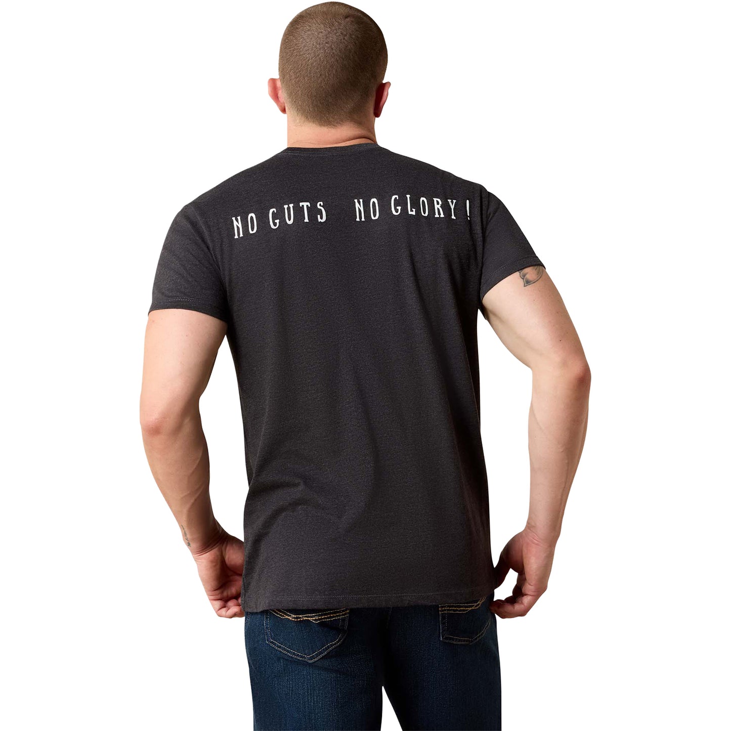 Ariat x PBR No Guts No Glory Black T-Shirt - Model Image Back View