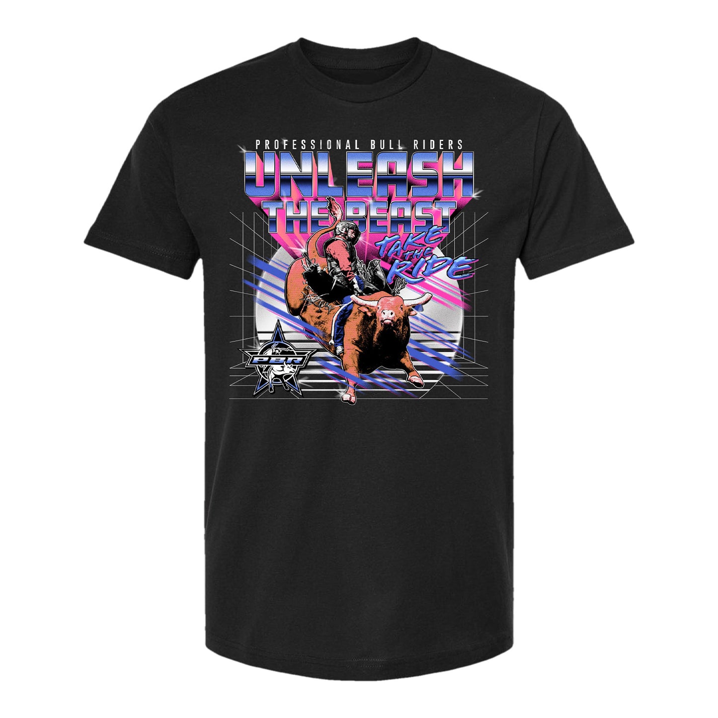 PBR Unleash The Beast Synthwave T-Shirt - Black - Front View