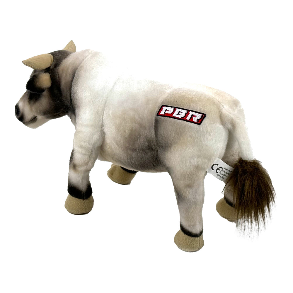 PBR Gray 14" Plush Bull - Angled Left Rear View