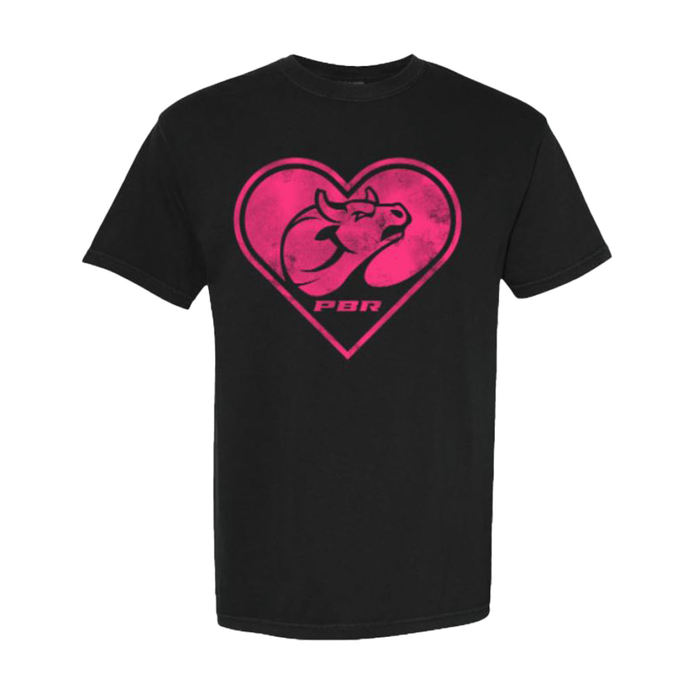 PBR Bull Head Heart Crest Youth T-Shirt - Black