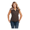 Ladies Full-Zip Vest with Faux Fur Collar
