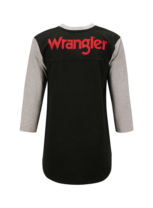 PBR Wrangler Quarter Sleeve T-Shirt in Black and Heather Grey - Back View