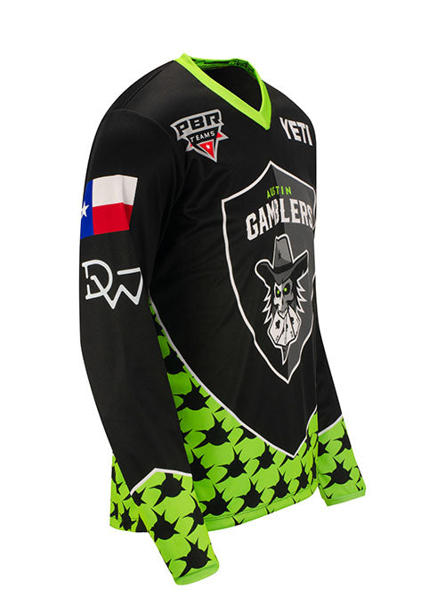 Austin Gamblers Jersey in Black and Green - Right Side View