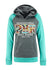Ladies PBR Raglan Hooded Sweatshirt in Charcoal and Seaglass - Front View