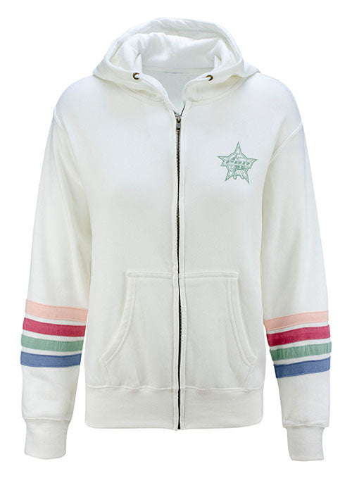 Ladies PBR Vintage Poster Full-Zip Sweatshirt in White - Front View