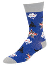 PBR Cowboy Icons Sock in Blue - Left Side View