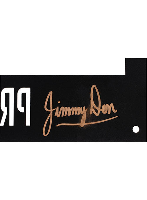 LIMITED EDITION American Flag Bull Rider Iron Sign by Jimmy Don Holmes - Close Up on Autograph
