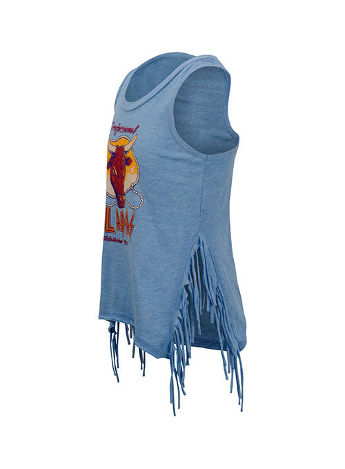 PBR Youth Girls Fringe Tank in Blue - Side View