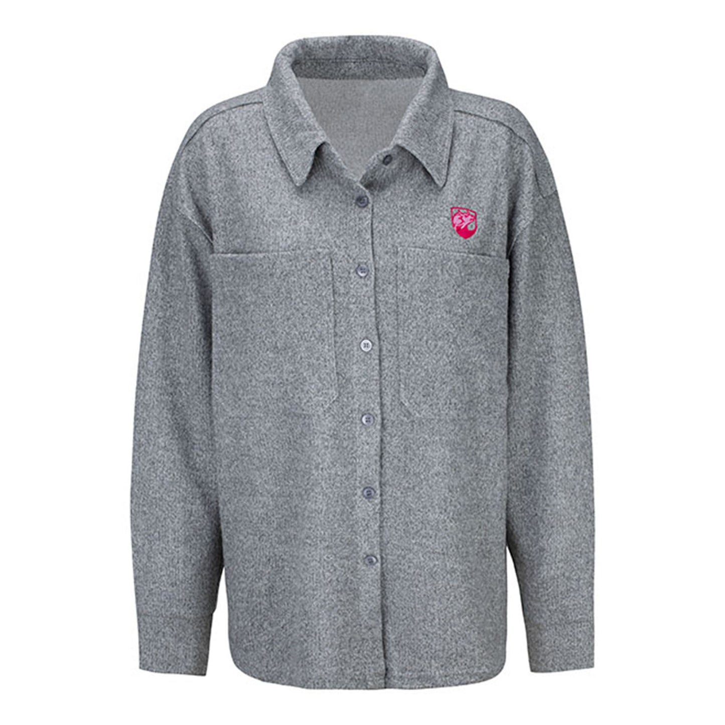 Ladies Embroidered Crest Shirt Jacket - Front View