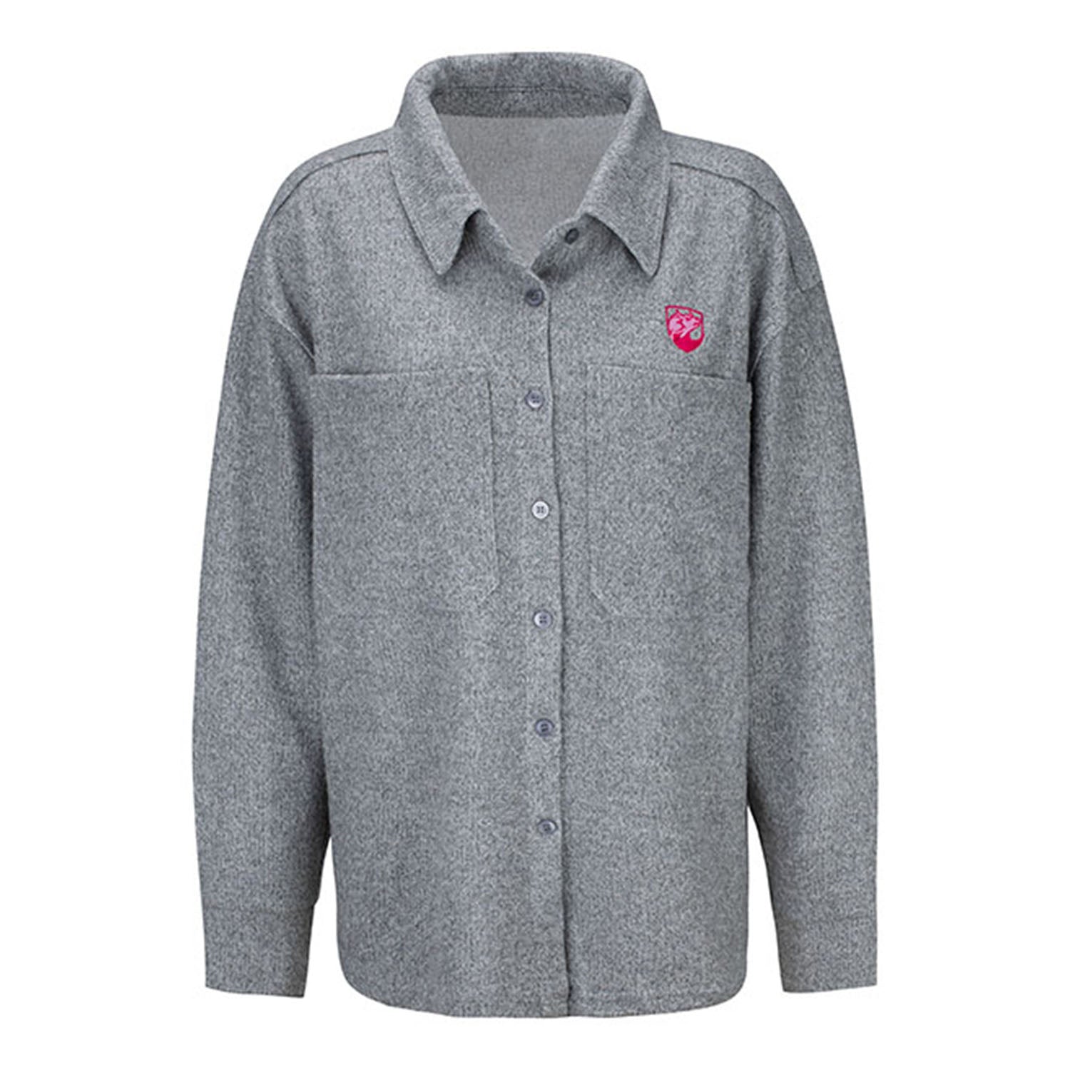 Ladies Embroidered Crest Shirt Jacket - Front View