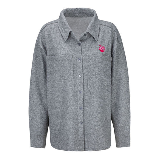 Ladies Embroidered Crest Shirt Jacket - Front View