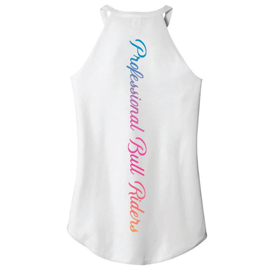 PBR Neon Ombre Rocker Tank in White - Back View
