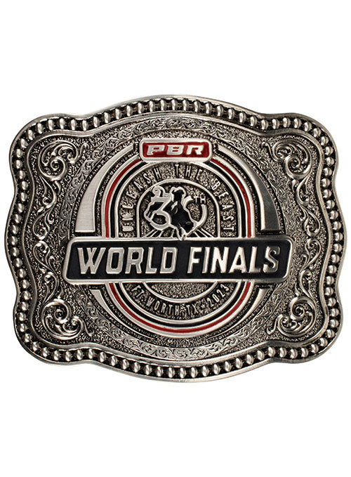 2023 PBR World Finals Belt Buckle in Silver - Front View