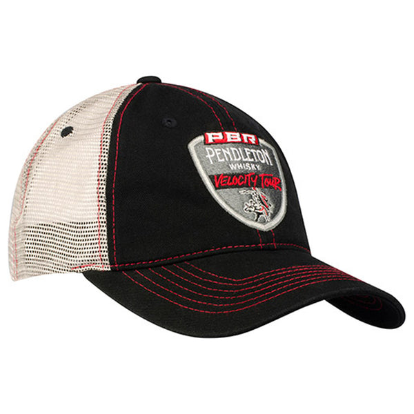 PBR Velocity Tour Hat in Black and Grey - Angled Left View