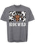 PBR "Ride Wild" Oversized Ladies T-Shirt in Grey - Front View