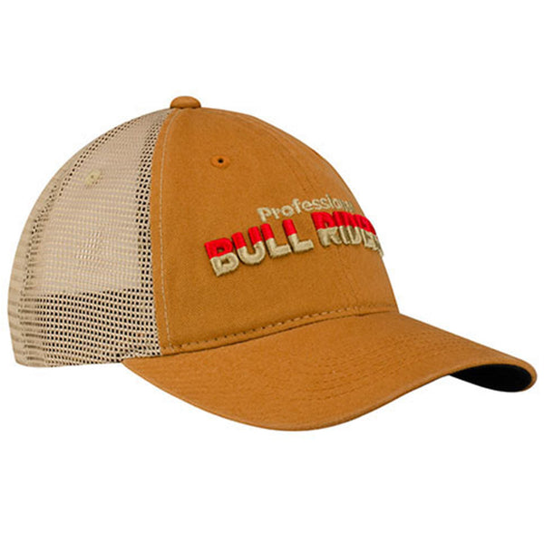 Professional Bull Riders Light Brown Mesh Hat - Angled Right Side View