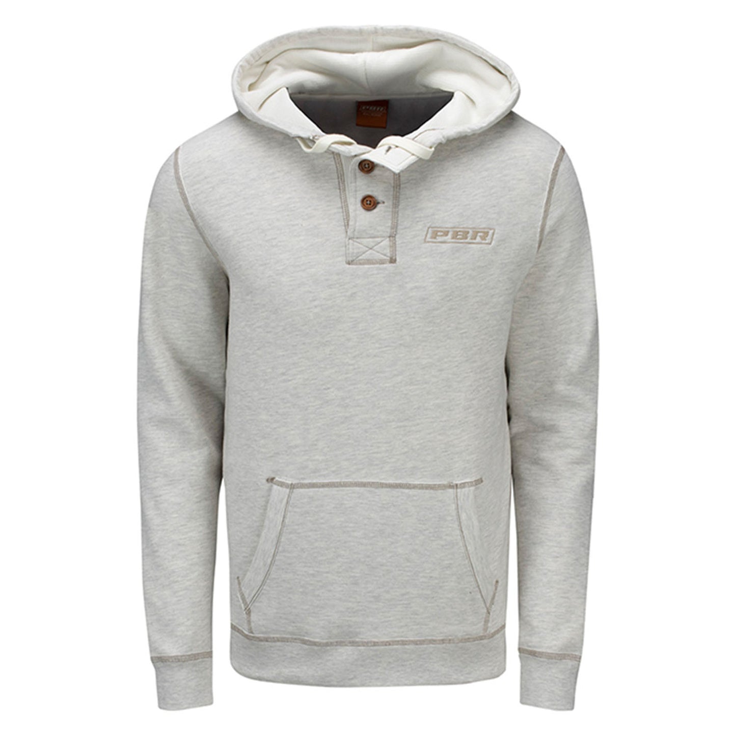 Three-Button Oatmeal Hoodie - Front View