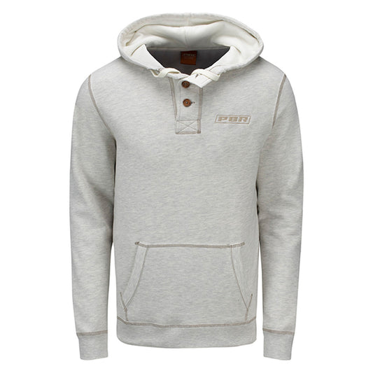Three-Button Oatmeal Hoodie - Front View