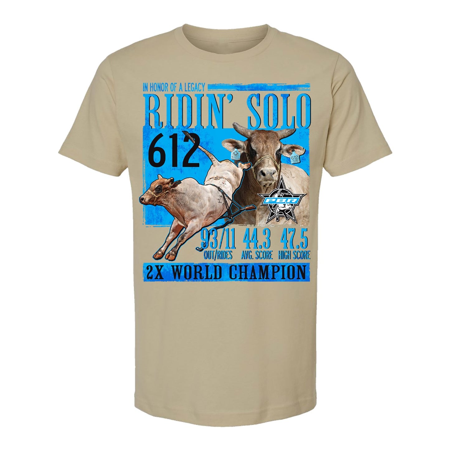 PBR Ridin' Solo Career Stats T-Shirt - Sand