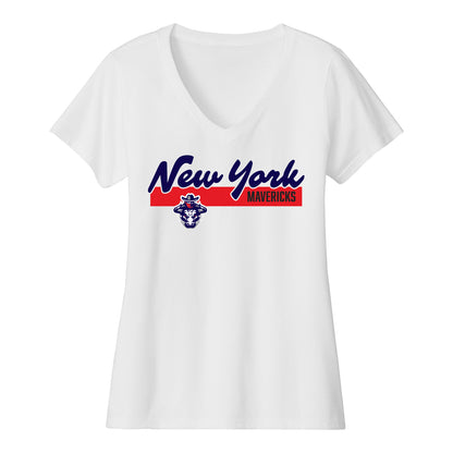 PBR Ladies New York Mavericks V-Neck T-Shirt - White