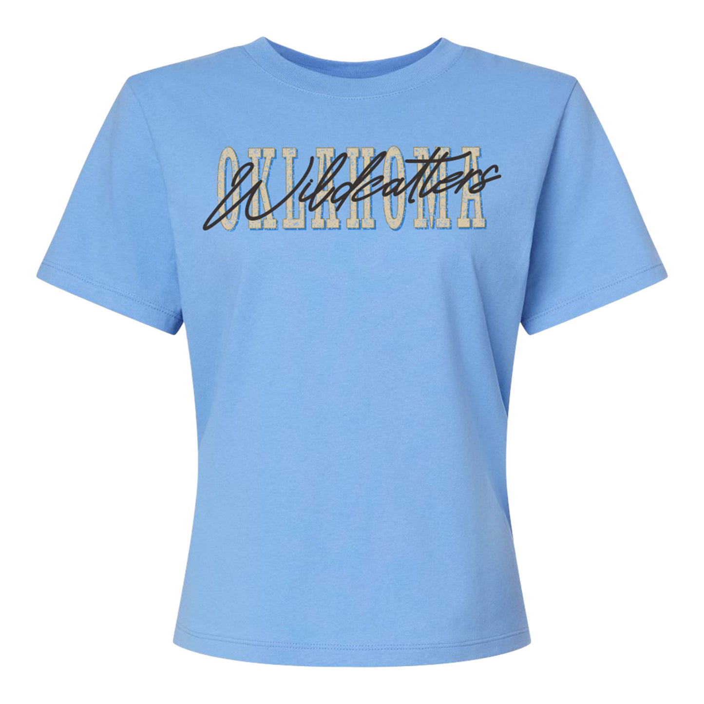 Oklahoma Wildcatters Ladies Boxy Cropped T-Shirt - Blue