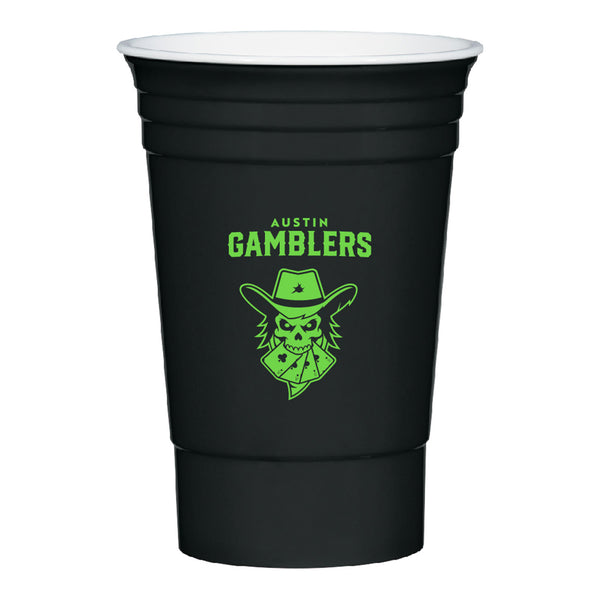 Austin Gamblers Party Cup with Lid in Black - Side View
