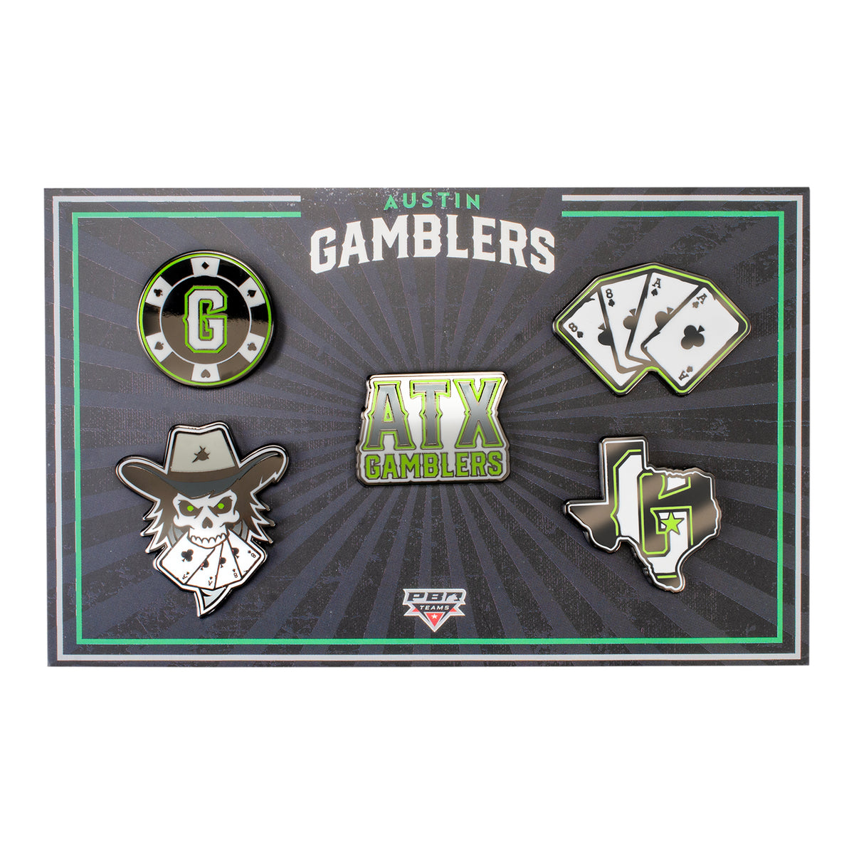 PBR Gamblers 5 Pin Logo Set