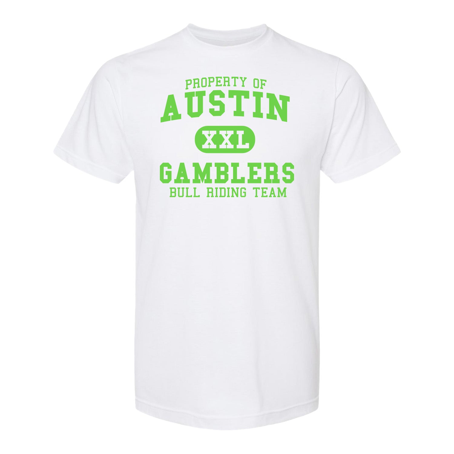 Austin Gamblers Collegiate T-Shirt in White - Front View