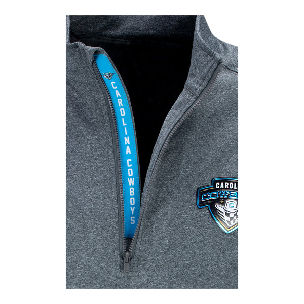 Carolina Cowboys Performance Quarter-Zip in Grey - Zoomed in View