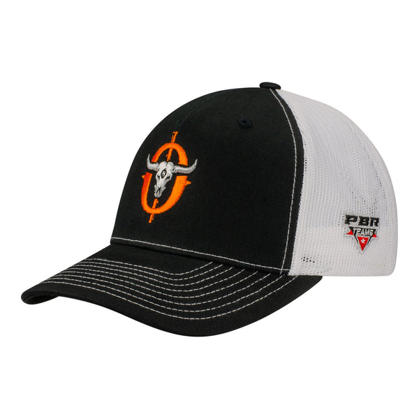 Kansas City Outlaws 112 Trucker Hat in Black and White - Left Side View