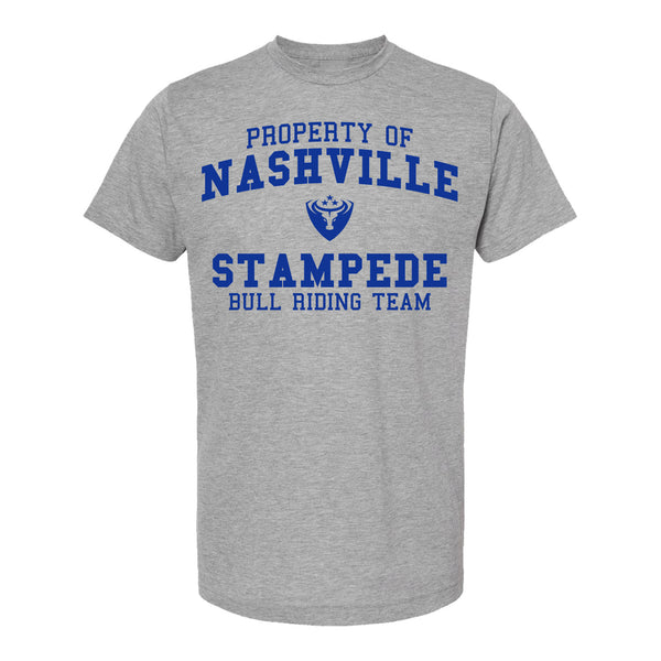 Nashville Stampede Collegiate T-Shirt in Grey - Front View