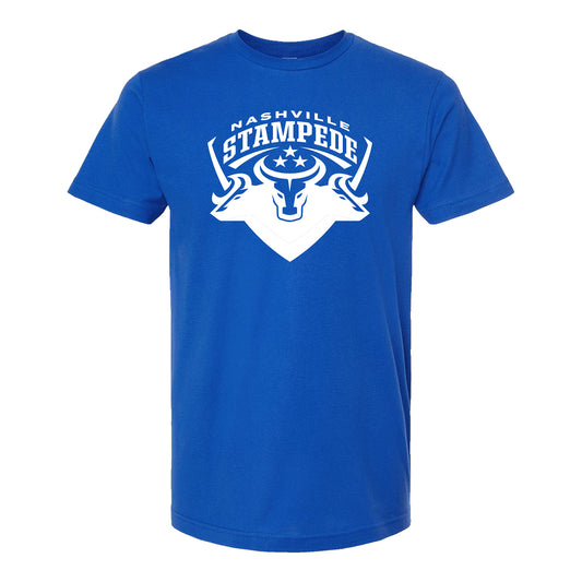 Nashville Stampede Logo T-Shirt - Royal with White Logo