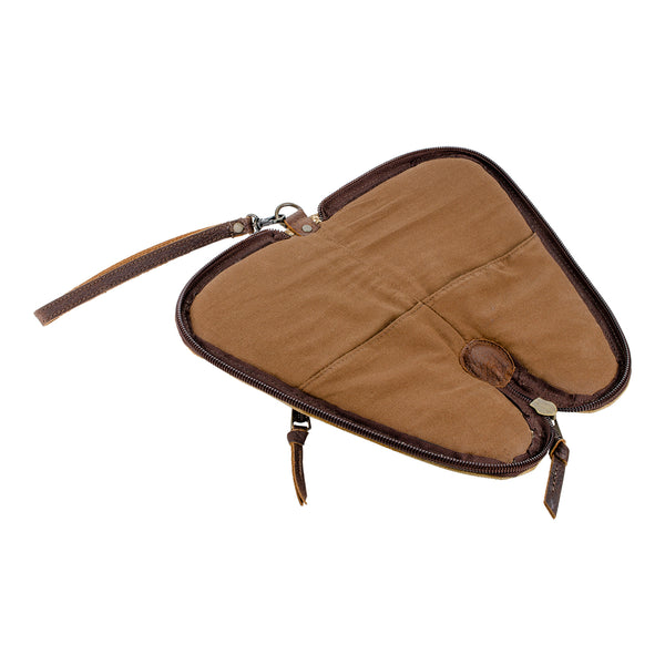 Tan Canvas Pistol Case - Open View