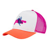 PBR Alma Neon Trucker Hat in Pink, White and Orange - Angled Left Side View