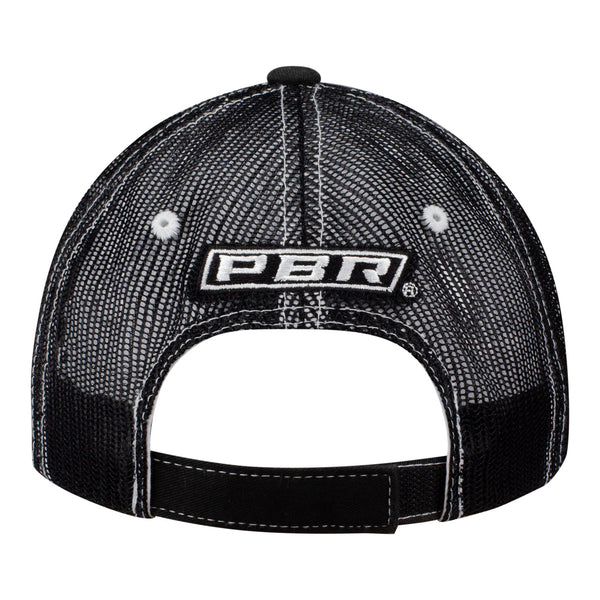 Ladies PBR Rhinestone Hat in Black and Red - Back View