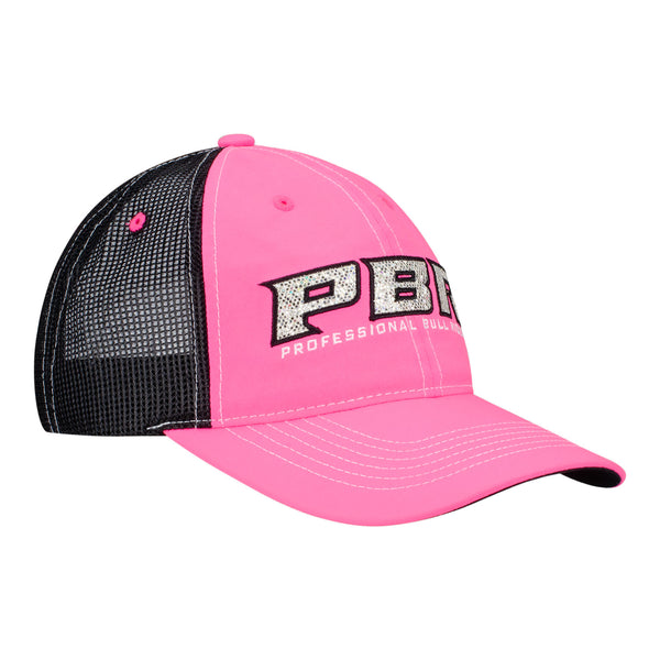 Ladies Pink Glitter Patch Hat - Angled Right Side View