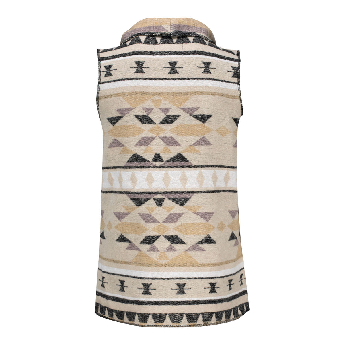 Ladies Beige Navajo Open Blanket Wrap - Back View