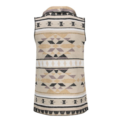 Ladies Beige Navajo Open Blanket Wrap - Back View